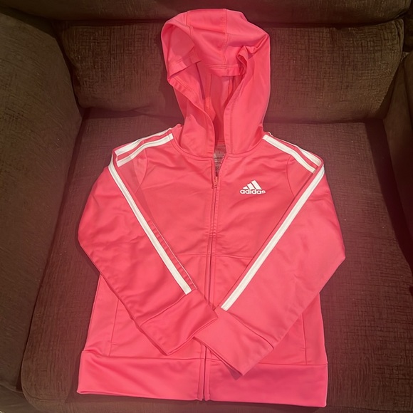 Adidas Girls Pink Hoodie Tracksuit Size 5 - Picture 4 of 5